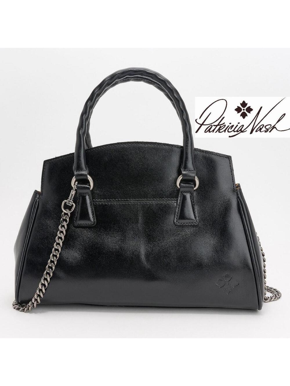 Patricia Nash High-Gloss Black Leather Satchel